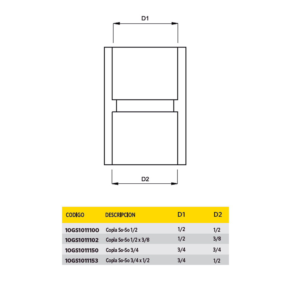 Copla para Gas So-So 1/2 X 3/8